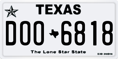 TX license plate DOO6818