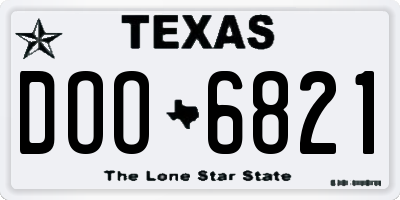 TX license plate DOO6821