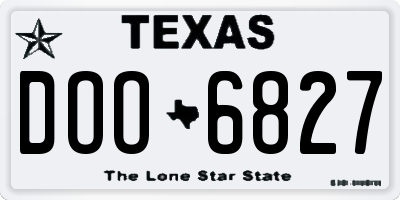 TX license plate DOO6827