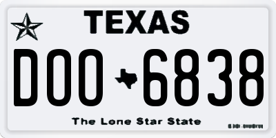 TX license plate DOO6838
