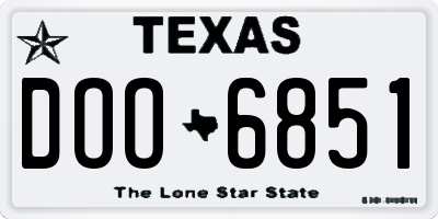 TX license plate DOO6851