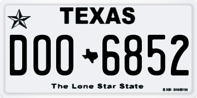 TX license plate DOO6852