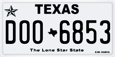 TX license plate DOO6853