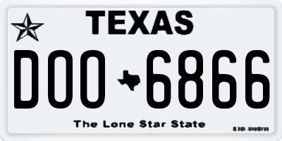 TX license plate DOO6866