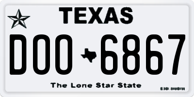 TX license plate DOO6867