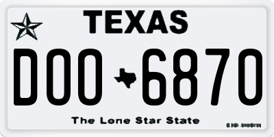 TX license plate DOO6870