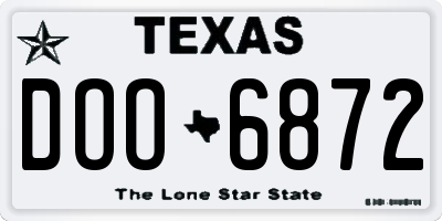 TX license plate DOO6872