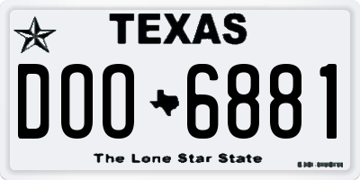 TX license plate DOO6881