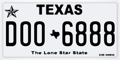 TX license plate DOO6888