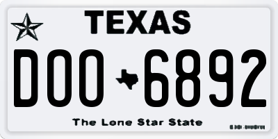 TX license plate DOO6892