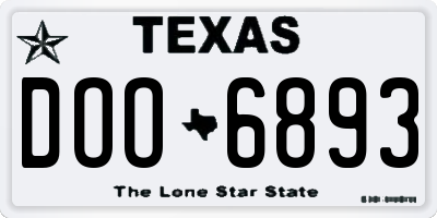 TX license plate DOO6893