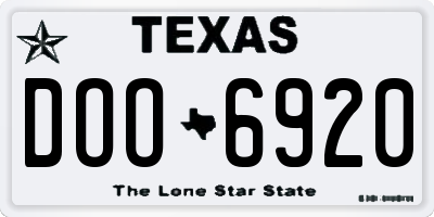 TX license plate DOO6920