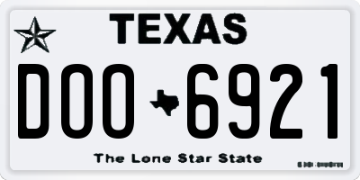 TX license plate DOO6921