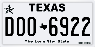 TX license plate DOO6922