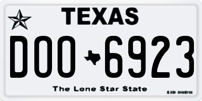 TX license plate DOO6923