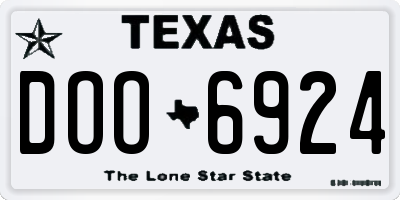 TX license plate DOO6924