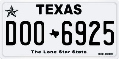 TX license plate DOO6925