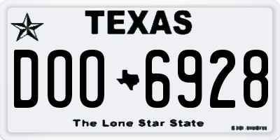 TX license plate DOO6928