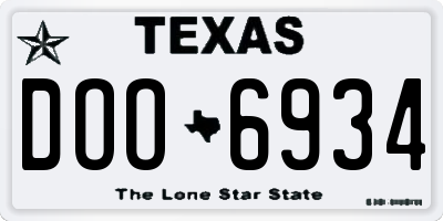 TX license plate DOO6934