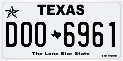 TX license plate DOO6961