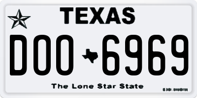 TX license plate DOO6969