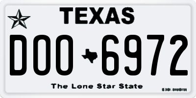 TX license plate DOO6972