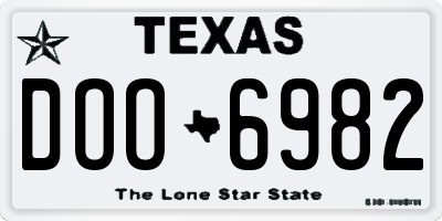 TX license plate DOO6982
