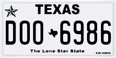 TX license plate DOO6986