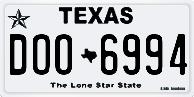 TX license plate DOO6994