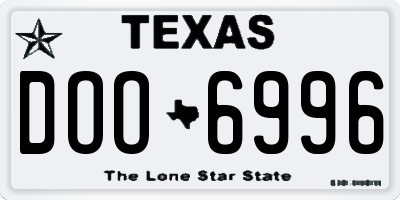 TX license plate DOO6996