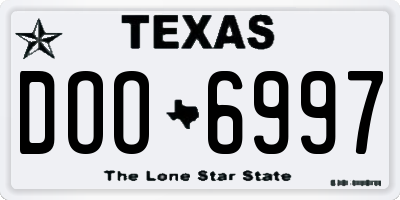 TX license plate DOO6997