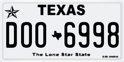 TX license plate DOO6998