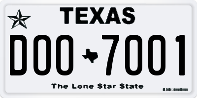 TX license plate DOO7001