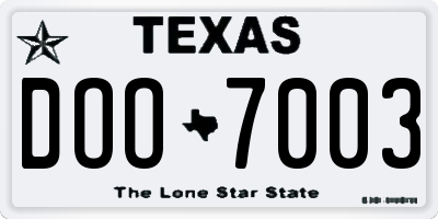 TX license plate DOO7003