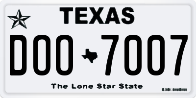 TX license plate DOO7007