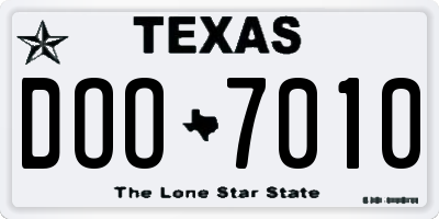 TX license plate DOO7010