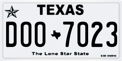 TX license plate DOO7023
