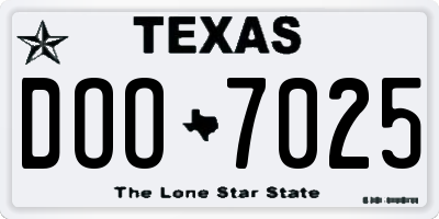 TX license plate DOO7025