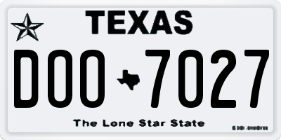TX license plate DOO7027