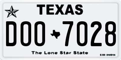 TX license plate DOO7028