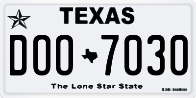 TX license plate DOO7030