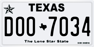 TX license plate DOO7034
