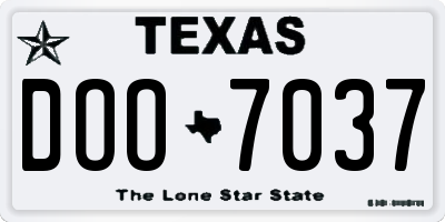 TX license plate DOO7037