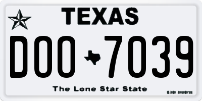TX license plate DOO7039