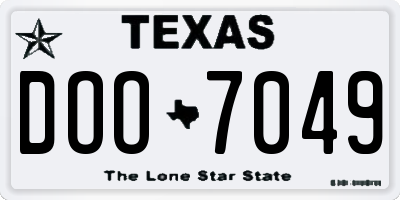 TX license plate DOO7049