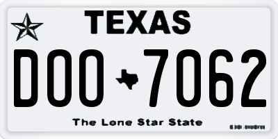 TX license plate DOO7062