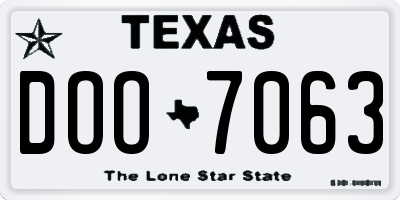 TX license plate DOO7063