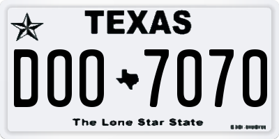 TX license plate DOO7070