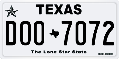 TX license plate DOO7072