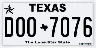TX license plate DOO7076